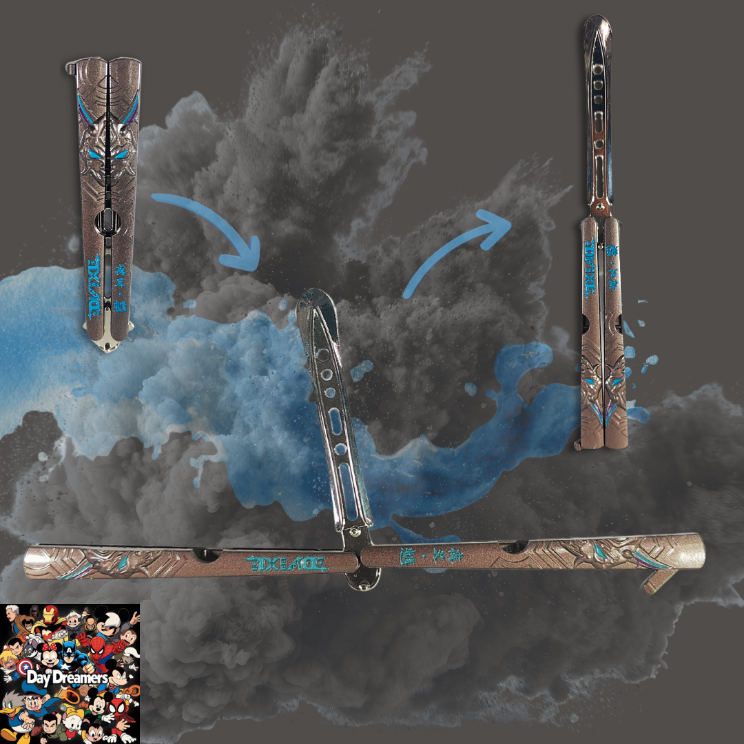 Blue Echo Dragon Butterfly Knife Trainer – Metal Balisong Blade