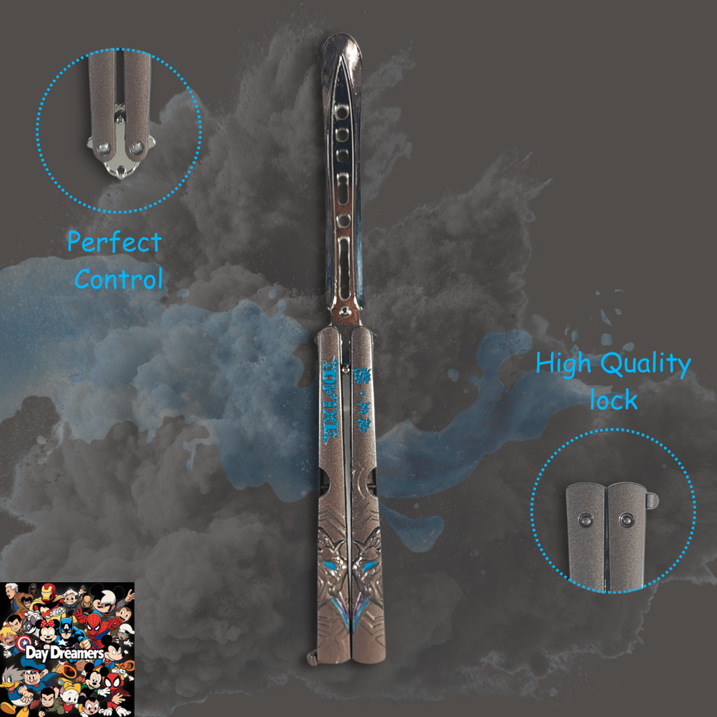 Blue Echo Dragon Butterfly Knife Trainer – Metal Balisong Blade