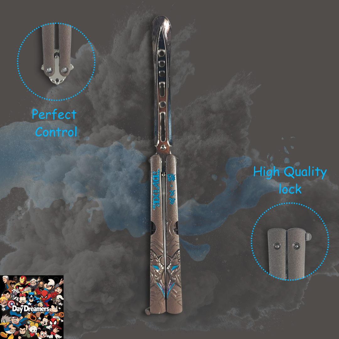 Blue Echo Dragon Butterfly Knife Trainer – Metal Balisong Blade