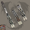 Metal decorative butterfly knife with dragon engravings and smooth handles — balisong trainer blade