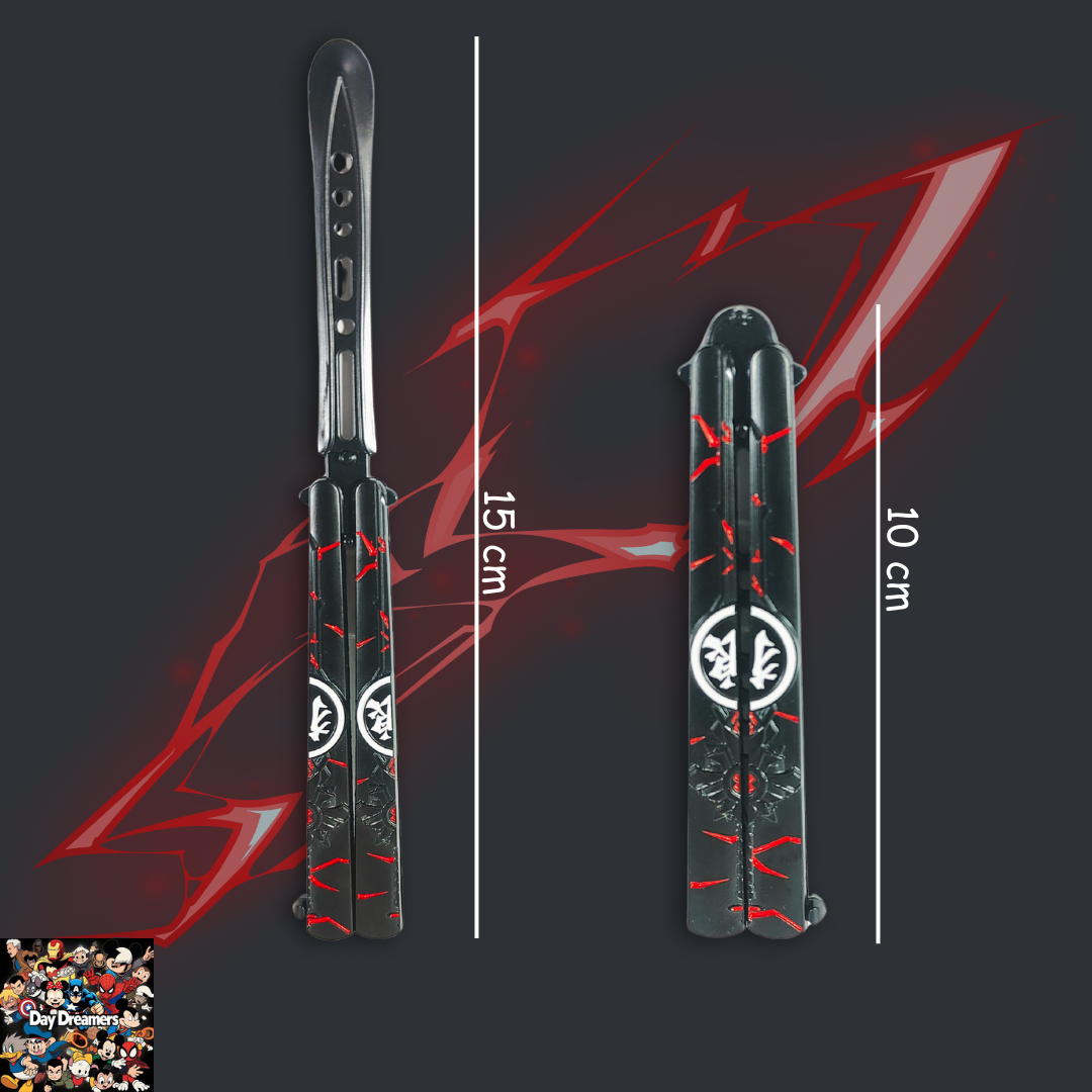 Sharingan-Inspired Butterfly Knife Trainer – Anime Balisong Blade (Metal)