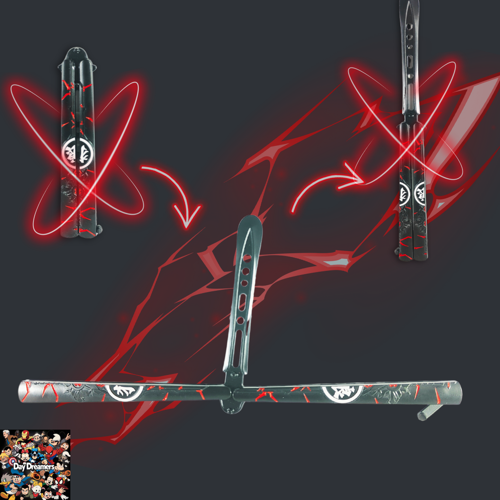 Sharingan-Inspired Butterfly Knife Trainer – Anime Balisong Blade (Metal)