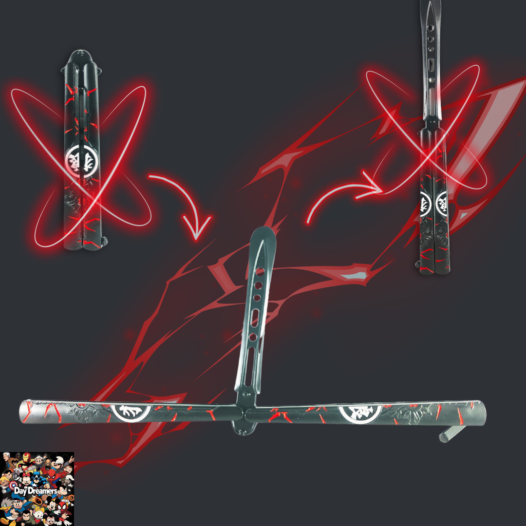 Sharingan-Inspired Butterfly Knife Trainer – Anime Balisong Blade (Metal)